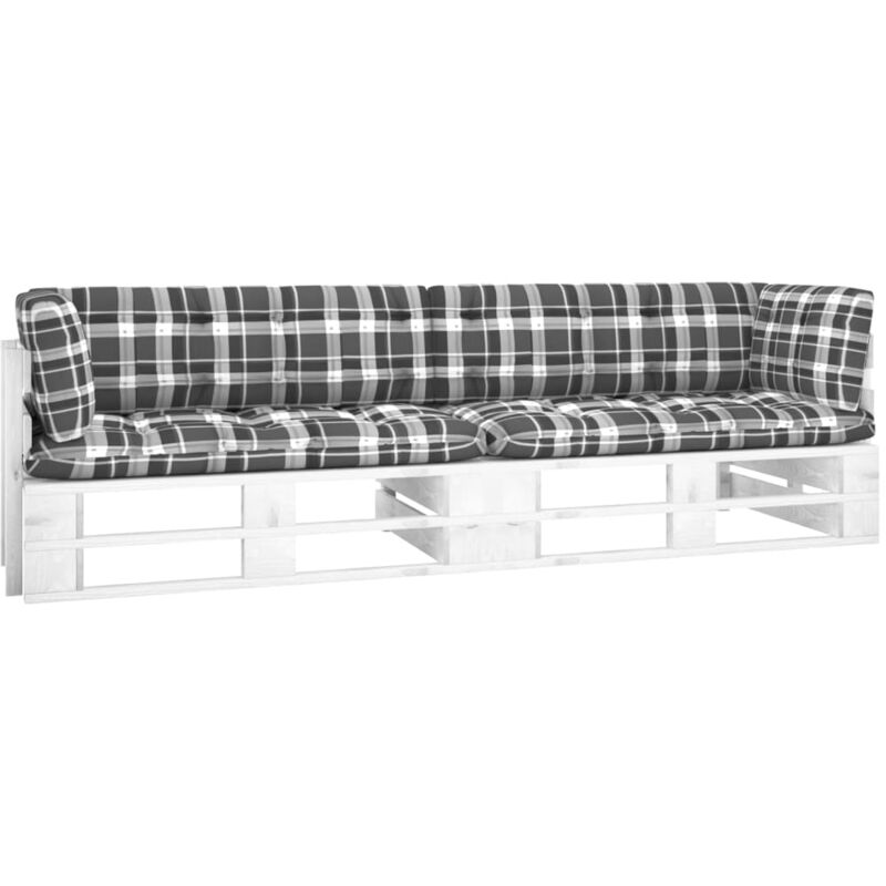 

Sofá de palets 2 plazas cojines blanco madera pino impregnada - Blanco - Youthup