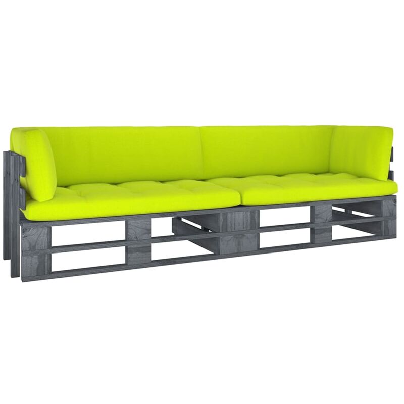 

Sofá de palets 2 plazas cojines gris madera de pino impregnada - Gris - Youthup