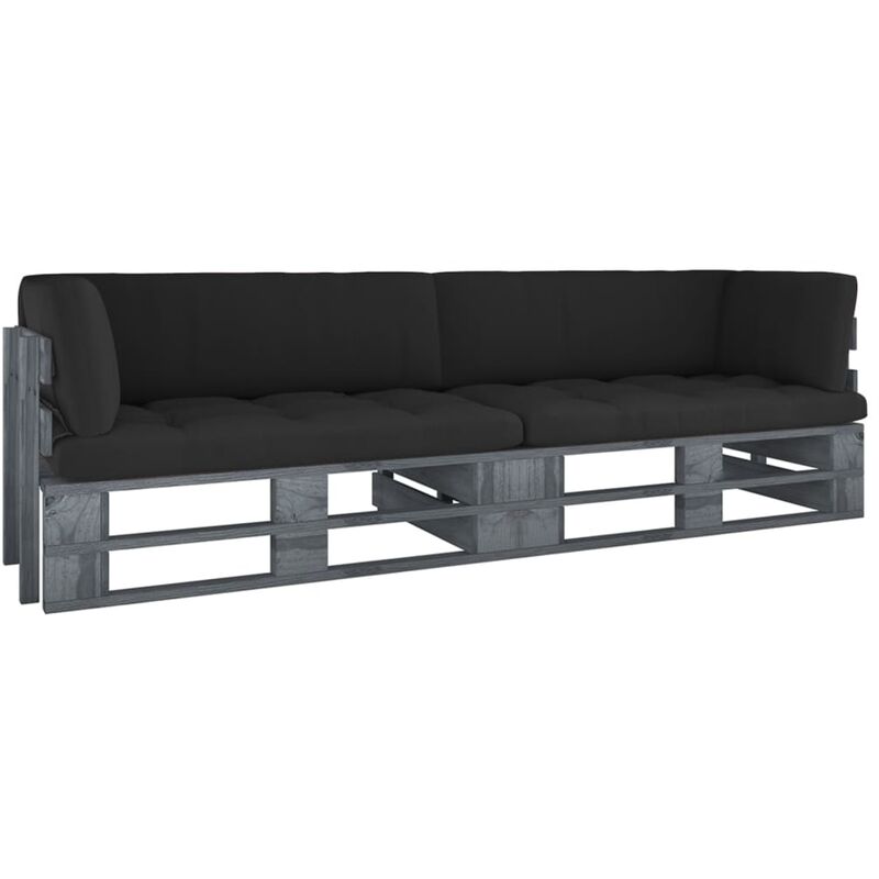 

Sofá de palets 2 plazas cojines gris madera de pino impregnada - Gris - Youthup