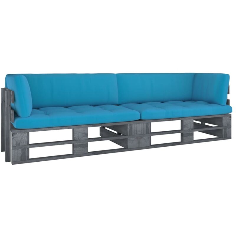 

Sofá de palets 2 plazas cojines gris madera de pino impregnada - Gris - Youthup