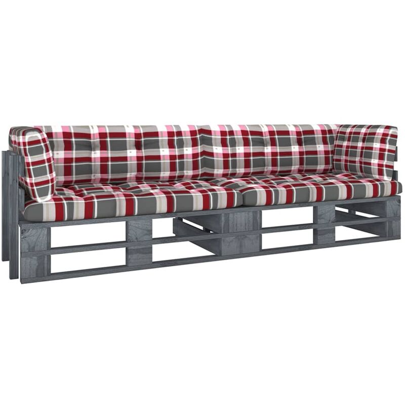 

Sofá de palets 2 plazas cojines gris madera de pino impregnada - Gris - Youthup