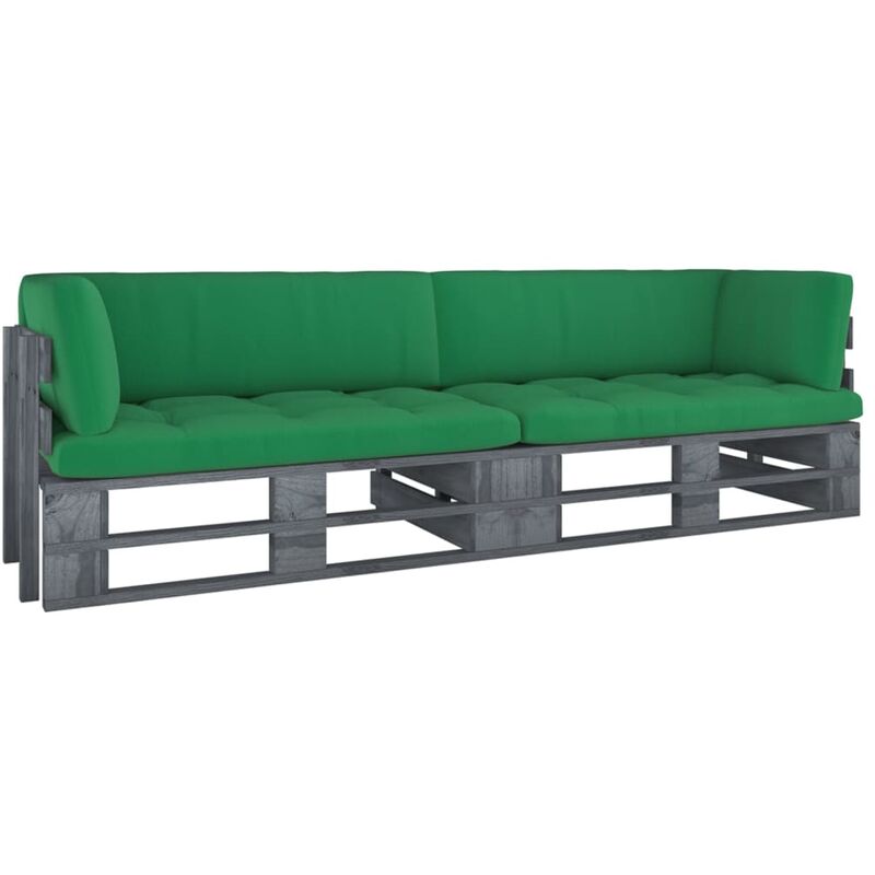 

Sofá de palets 2 plazas cojines gris madera de pino impregnada - Gris - Youthup
