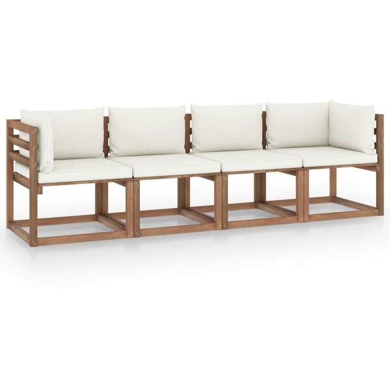 

Sofá de palets jardín 4 plazas y cojines madera pino impregnada - Marrón - Youthup