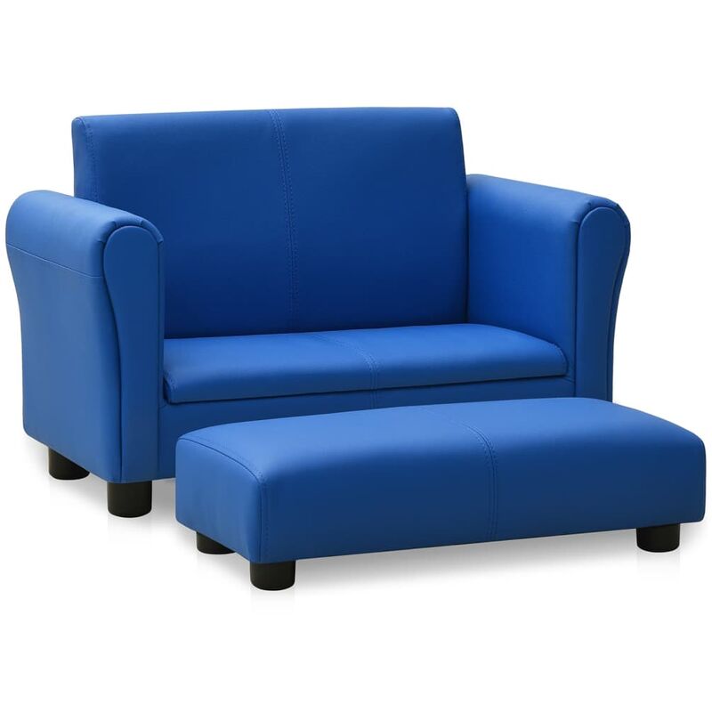 

YOUTHUP Sofá infantil con taburete de cuero sintético azul - Azul