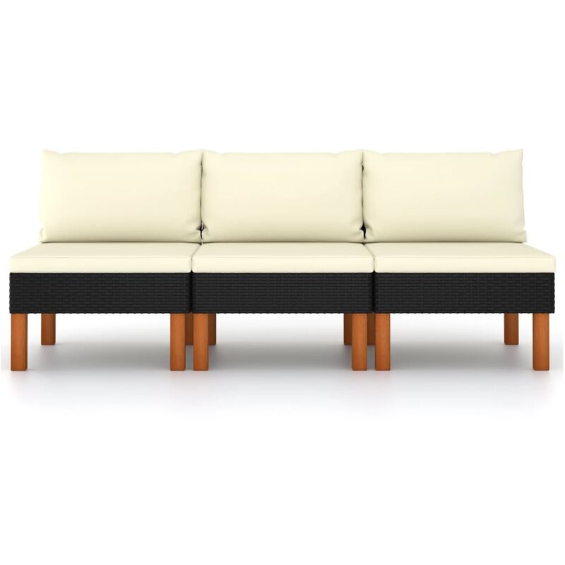 

Sofás centrales 3 uds ratán sintético y madera de eucalipto - Negro - Youthup