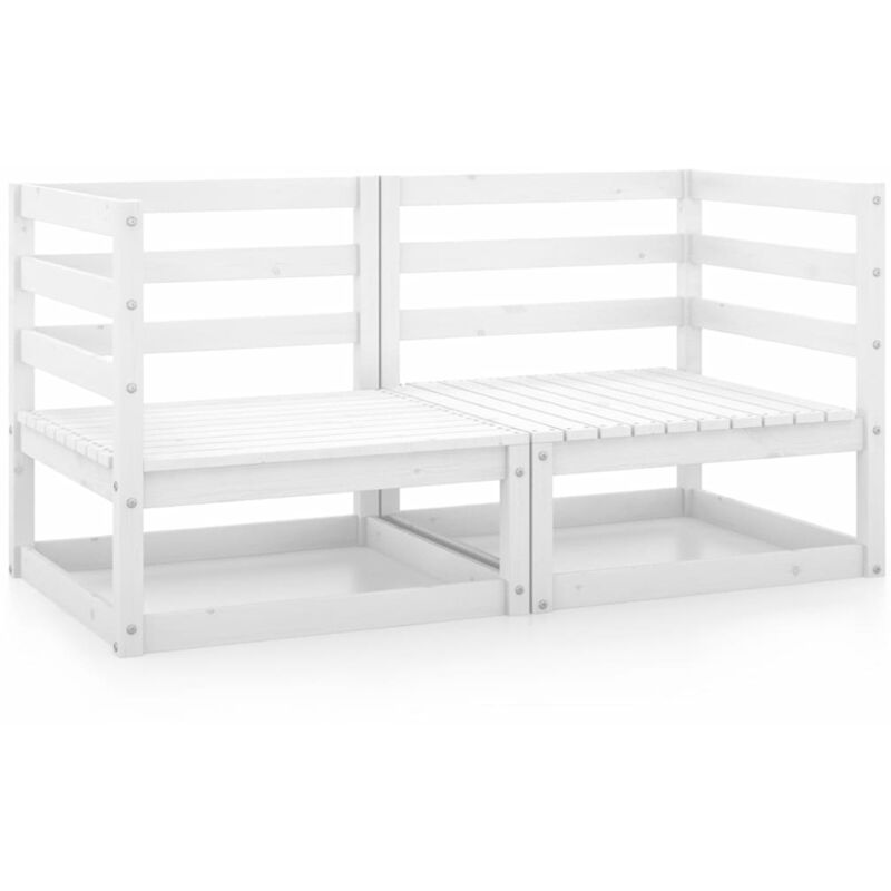

Sofás de esquina de jardín 2 uds blanco madera maciza de pino - Blanco - Youthup