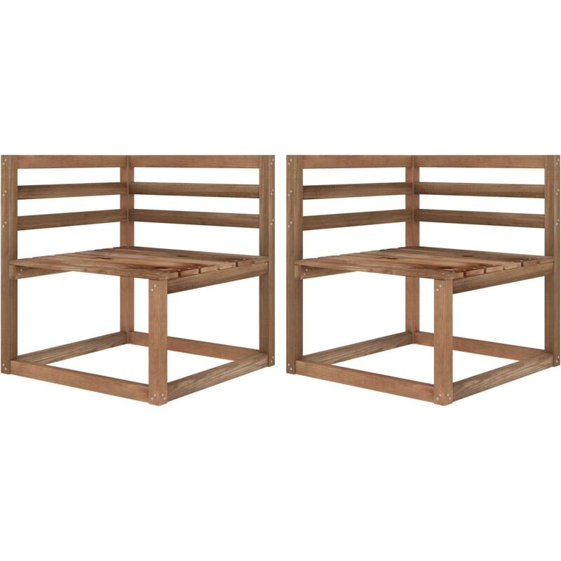 

Sofás de esquina de palés jardín 2 uds pino impregnado marrón - Marrón - Youthup
