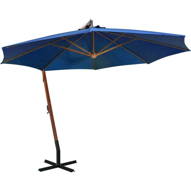 

Sombrilla colgante con palo madera abeto azul celeste 3,5x2,9 m - Azul - Youthup