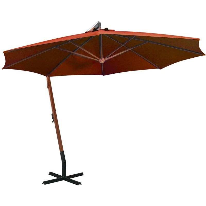 

Sombrilla colgante con palo madera abeto terracota 3,5x2,9 m - Rojo - Youthup