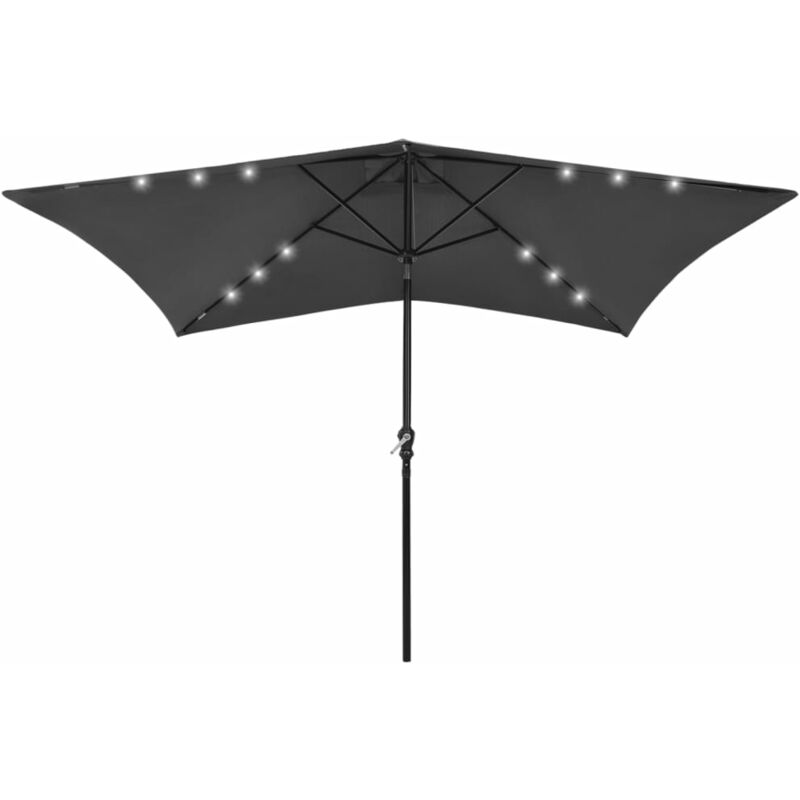 

Sombrilla con LED y poste de acero gris antracita 2x3 m - Youthup