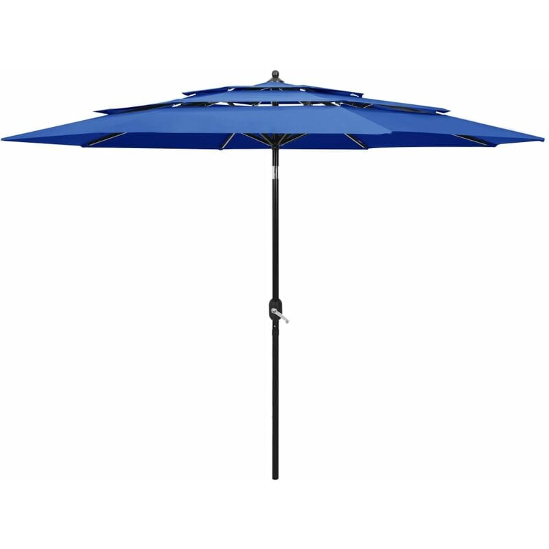 

Sombrilla de 3 niveles con poste de aluminio azul 3 m - Youthup