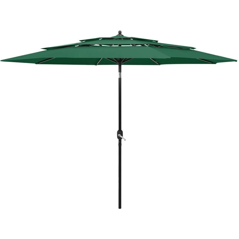 

YOUTHUP Sombrilla de 3 niveles con poste de aluminio verde 3 m