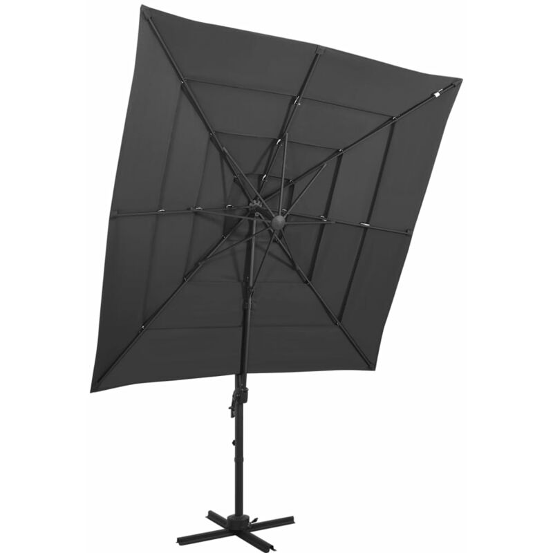 

Sombrilla de 4 niveles con poste aluminio antracita 250x250 cm - Antracita - Youthup