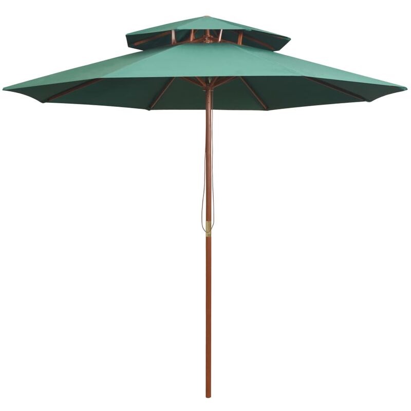 

YOUTHUP Sombrilla de dos pisos 270x270 cm con palo de madera verde - Verde