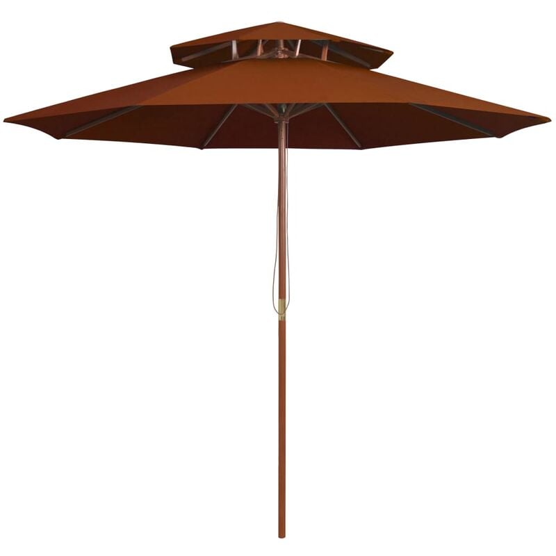 

YOUTHUP Sombrilla de dos pisos palo de madera terracota 270 cm - Marrón