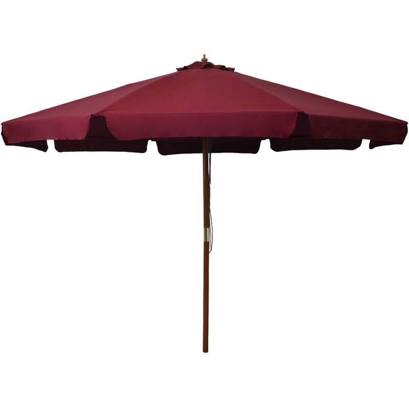 

Sombrilla de jardín con palo de madera color burdeos 330 cm - Rojo - Youthup