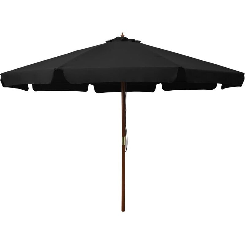 

YOUTHUP Sombrilla de jardín con palo de madera negro 330 cm - Negro