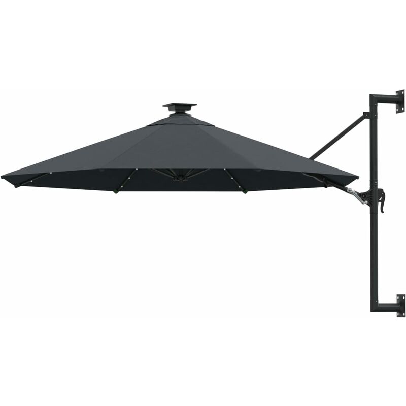 

YOUTHUP Sombrilla de pared con LEDs y poste de metal 300 cm antracita - Antracita