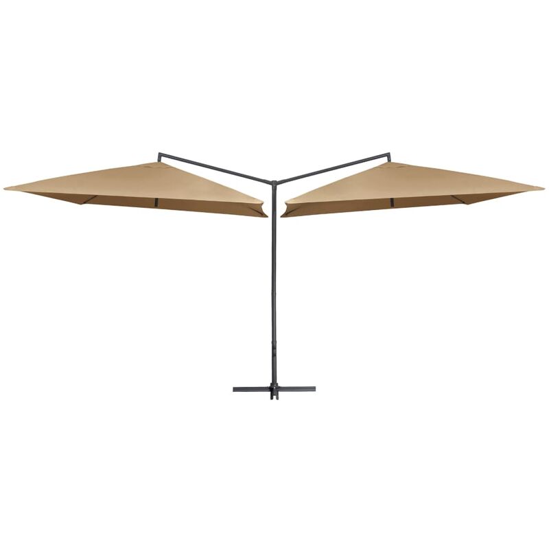 

YOUTHUP Sombrilla doble con palo de acero gris taupe 250x250 cm - Marrón