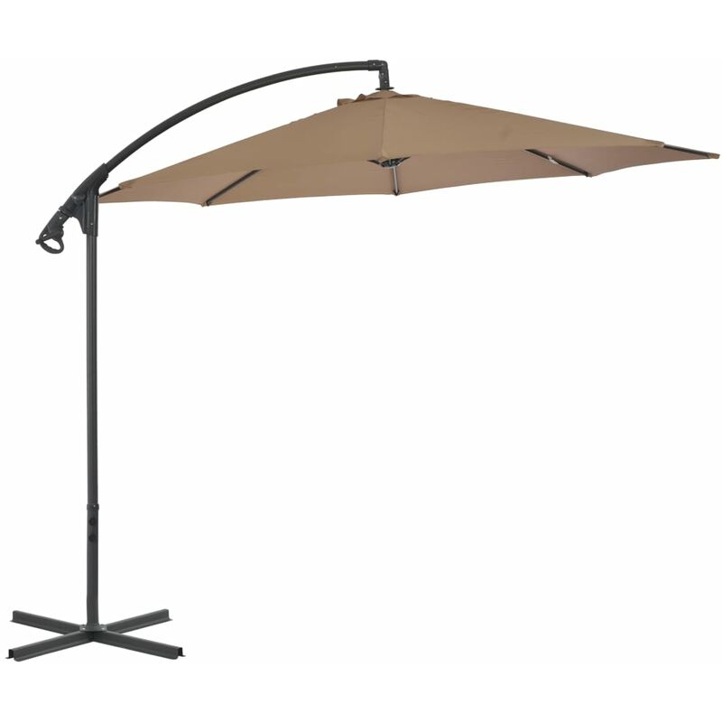 

YOUTHUP Sombrilla voladiza con poste de acero 300 cm gris topo - Marrón