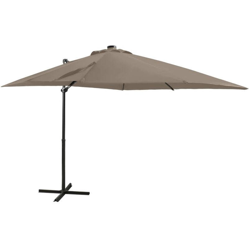 

Sombrilla voladiza con poste y luces LED 250 cm taupé - Gris Topo - Youthup