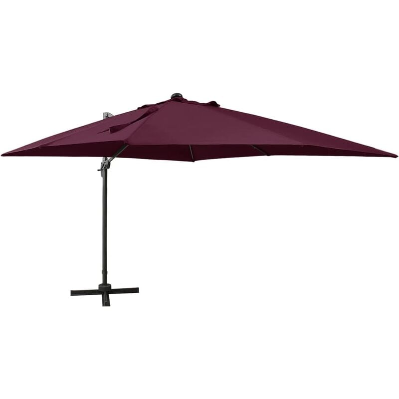 

Sombrilla voladiza con poste y luces LED burdeos 300 cm - Youthup