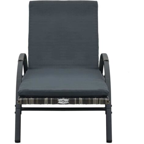 YOUTHUP Sonnenliege mit Auflage &amp Rädern Poly Rattan Anthrazit