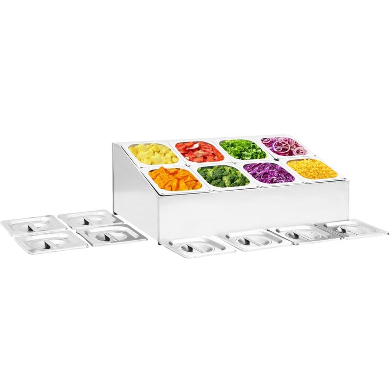 

YOUTHUP Soporte bandeja Gastronorm con 8 bandejas 1/6 acero inoxidable - Plateado