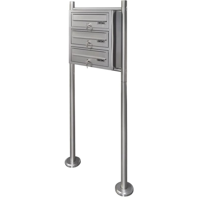

YOUTHUP Soporte de acero inoxidable con 3 buzones - Plateado