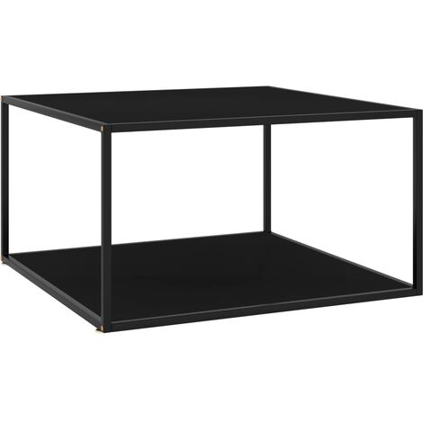 YOUTHUP Table basse Noir avec verre noir 90x90x50 cm - Noir