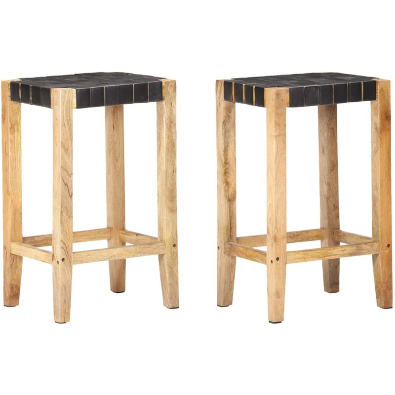 

Taburetes de cocina 2 unidades cuero auténtico negro 75 cm - Negro - Youthup
