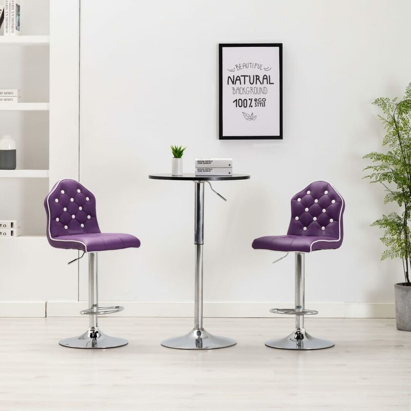 

Taburetes de cocina 2 unidades cuero sintético morado - Púrpura - Youthup