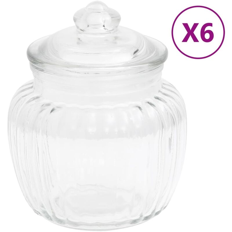 

Tarros de almacenaje de vidrio 6 unidades 500 ml - Transparente - Youthup
