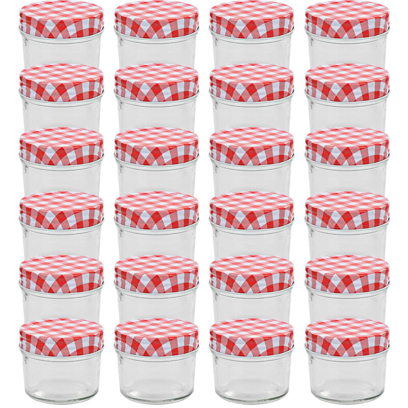 

YOUTHUP Tarros de mermelada de vidrio tapa blanca y roja 24 uds 110 ml - Rojo