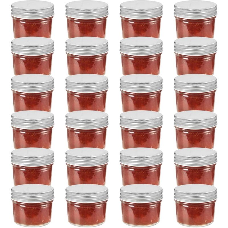 

Tarros de mermelada de vidrio tapa plateada 24 uds 110 ml - Plateado - Youthup
