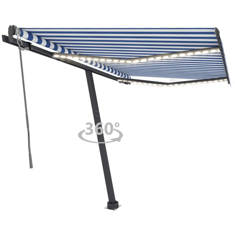 

YOUTHUP Toldo automático con LED sensor de viento azul blanco 300x250cm - Azul
