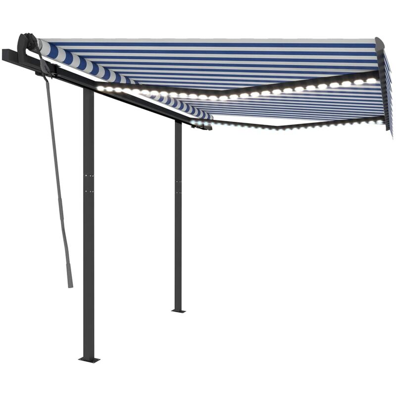 

YOUTHUP Toldo automático con LED sensor de viento azul y blanco 3x2,5 m