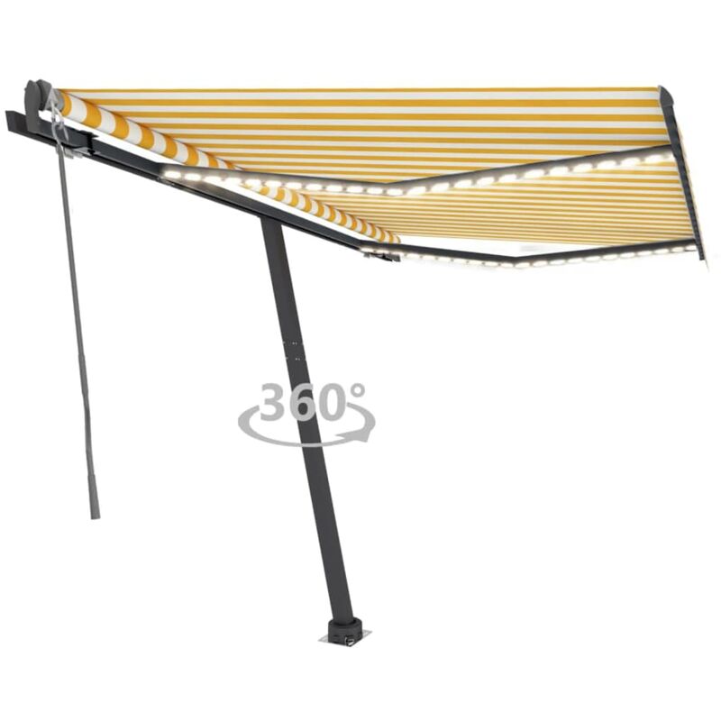 

YOUTHUP Toldo automático LED sensor de viento amarillo blanco 300x250cm - Amarillo