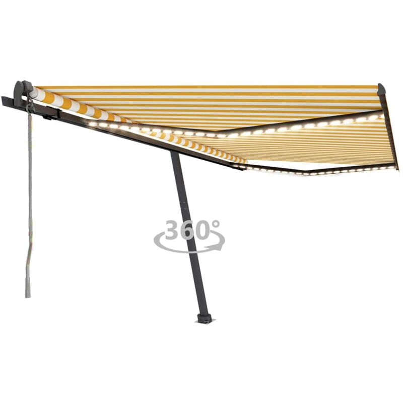 

Toldo automático LED sensor de viento amarillo blanco 400x350cm - Amarillo - Youthup