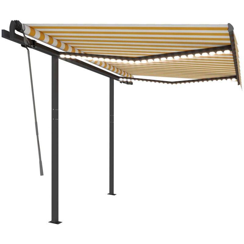 

Toldo automático LED sensor de viento amarillo y blanco 3x2,5 m - Youthup