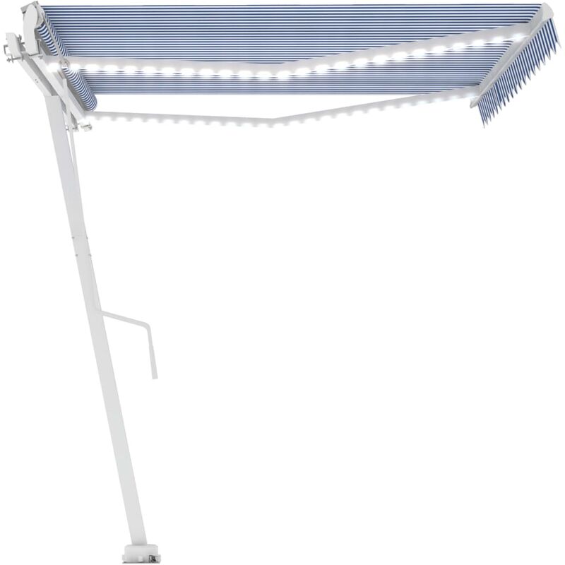 

Toldo automático LED sensor de viento azul y blanco 450x300 cm - Azul - Youthup
