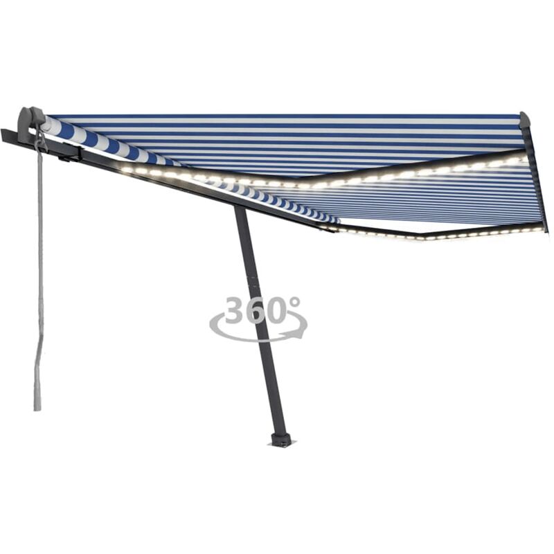 

YOUTHUP Toldo automático LED sensor de viento azul y blanco 450x300 cm - Azul