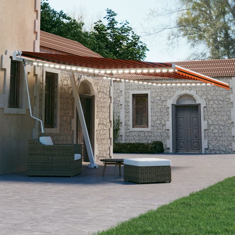 

Toldo automático LED sensor de viento naranja marrón 400x300 cm - Naranja - Youthup