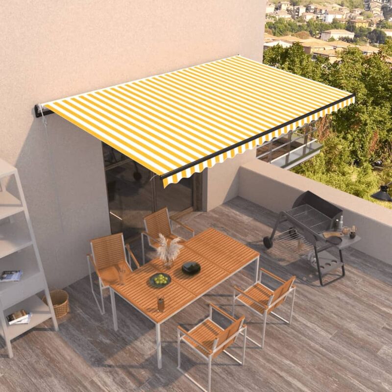 

Toldo automático retráctil amarillo y blanco 500x350 cm - Amarillo - Youthup