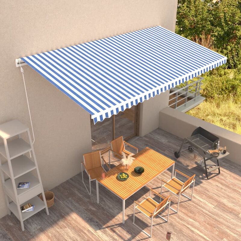 

Toldo automático retráctil azul y blanco 600x300 cm - Azul - Youthup