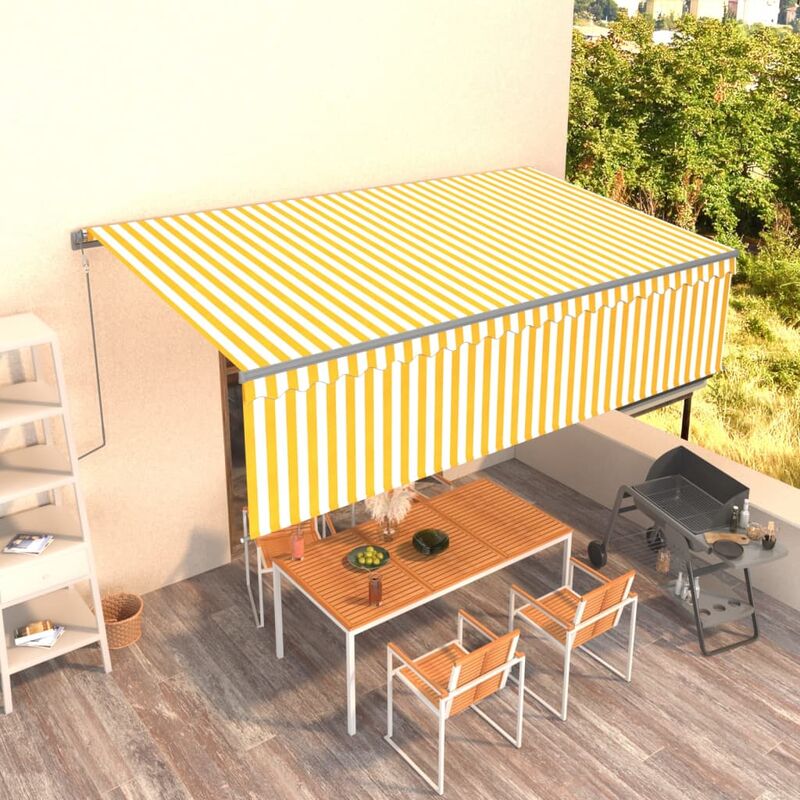 

Toldo automático retráctil con persiana 5x3 m amarillo y blanco - Amarillo - Youthup