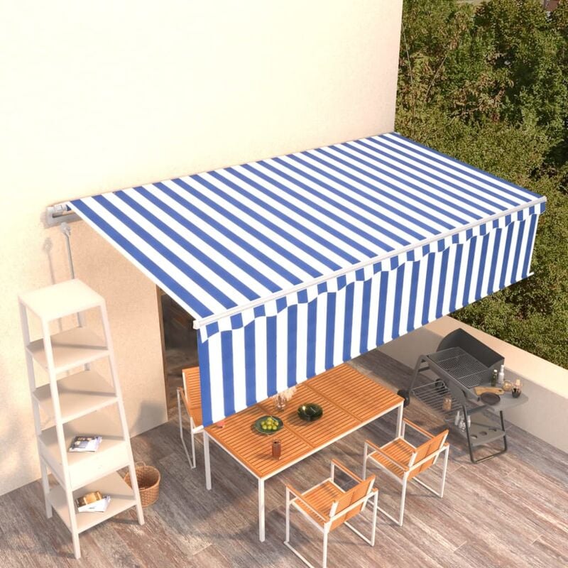 

YOUTHUP Toldo automático retráctil con persiana 6x3 m azul y blanco - Azul