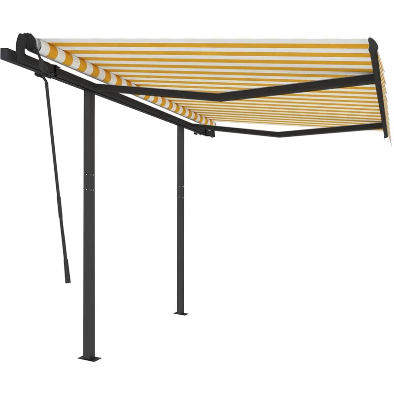 

Toldo automático retráctil con postes amarillo blanco 3,5x2,5 m - Youthup