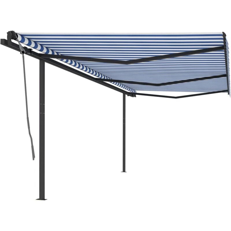 

Toldo automático retráctil con postes azul y blanco 6x3 m - Youthup