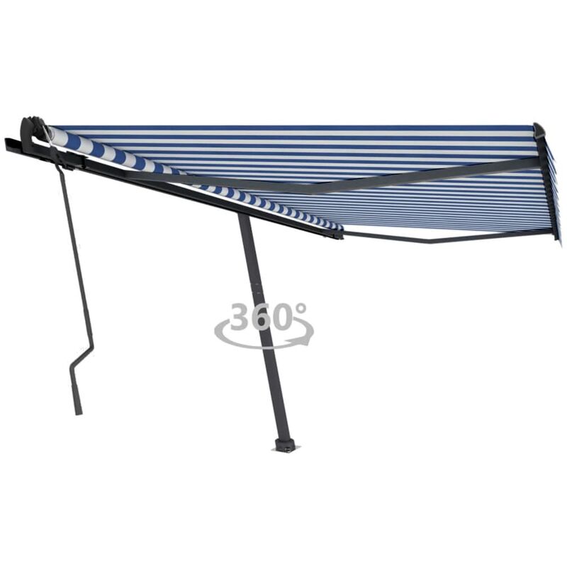 

Toldo de pie manual retráctil azul y blanco 450x350 cm - Azul - Youthup